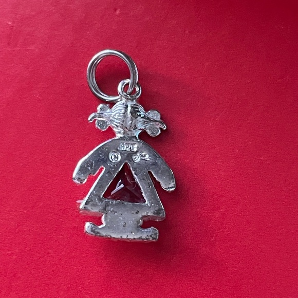 925 Silver Charm,Silver Girl Pendant with Purple Gem - Picture 6 of 6